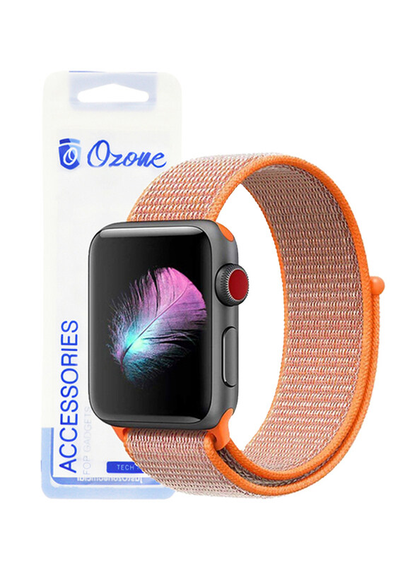 

Ozone Apple Watch 44mm/42mm Series 4/3/2/1 Nylon Strap, with Hook and Loop Fastener, Orange