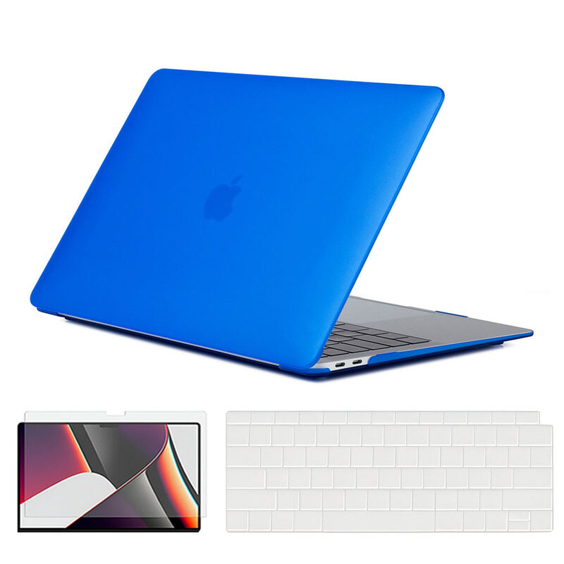 

O Ozone - Rubberized Matte Case MacBook Air 13 inch (A1932, A2179, A2337, 2018-2020) with Keyboard Cover & Screen Protector - Dark Blue