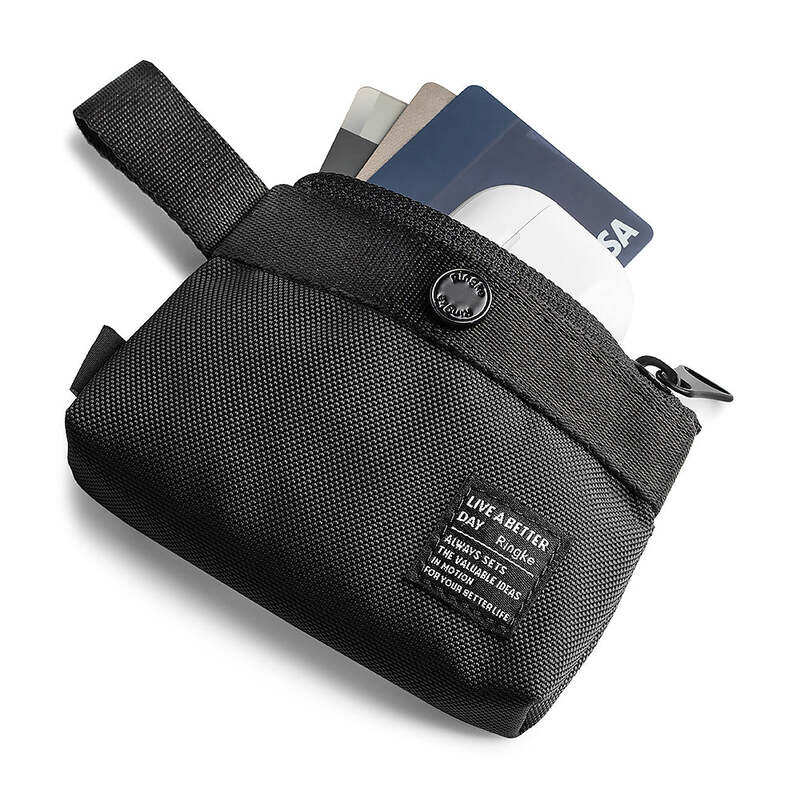 

Ringke Mini Pouch 2 Way Bag Miniature Nylon Carrying Pouch Small Bag for AirPods, Galaxy Buds, Earphones, Cards, ID Black