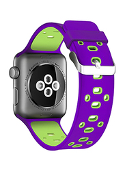 Silicone Apple Watch Series 1/2/3 42mm Replacement Band Sport Edition Strap, Purple/Green