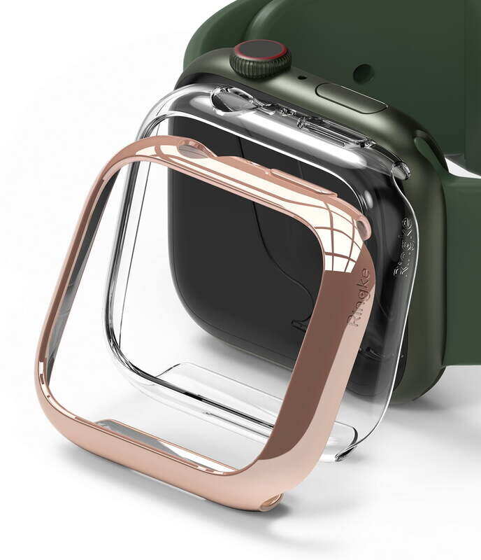 

Ringke - Apple Watch 9 / 8 / 7 45mm Apple Watch Series (45mm) Case, Slim Series, Clear + Chrome Rose Gold