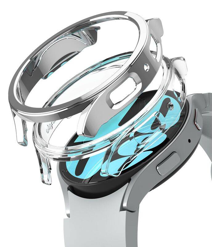 

Ringke Slim Case 2 Pack Compatible with Samsung Galaxy Watch 6 40mm, Watch 6 Bezel Frame Only Premium Lightweight PC Hard Thin Cover - Clear + Chrome