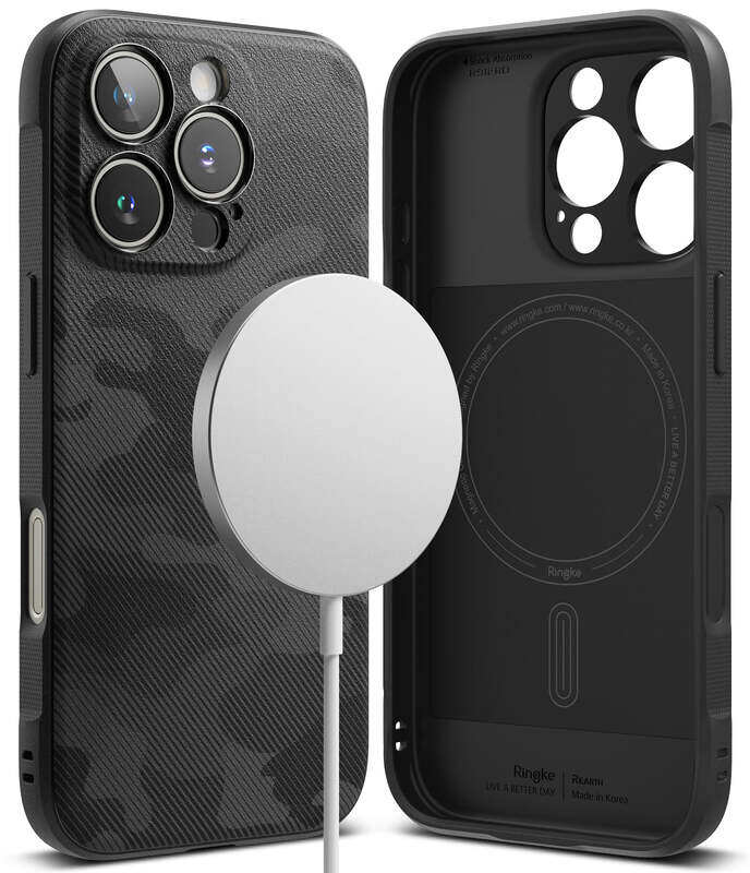 

Ringke - iPhone 16 Pro Case ,Onyx Magnetic Series Compatible with MagSafe Rugged TPU Bumper Drop Protection Back Phone Cover- Camo Black