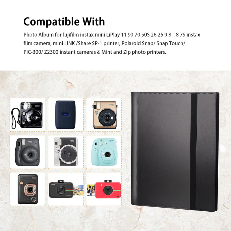 O Ozone 432 Pockets Photo Album for Fujifilm Instax Mini Camera 11 9 Evo 90 70 40 8 7 LiPlay Instant Camera, Black