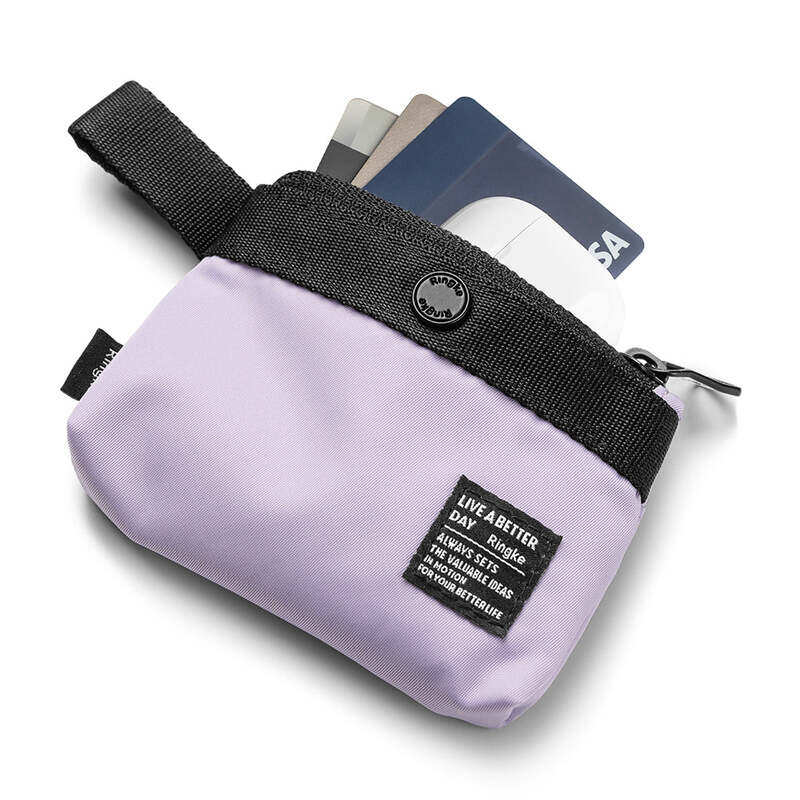 

Ringke Mini Pouch 2 Way Bag Miniature Nylon Carrying Pouch Small Bag for AirPods, Galaxy Buds, Earphones, Cards, ID Light Purple