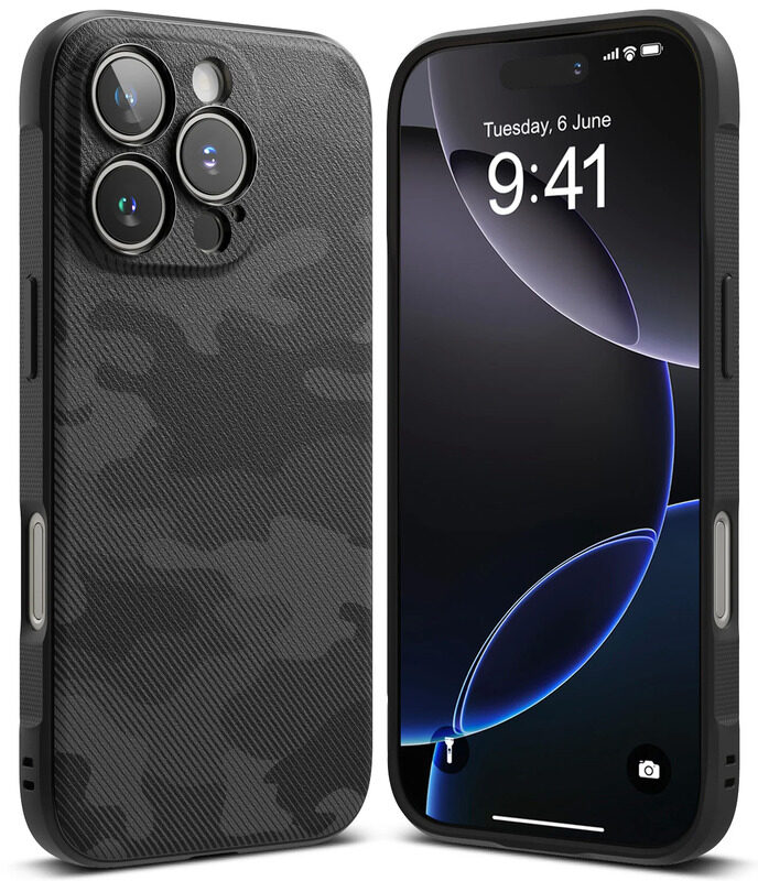 

Ringke - iPhone 16 Pro Case , Onyx Series Flexible TPU Shockproof Rugged TPU Bumper Drop Protection Phone Cover- Camo Black