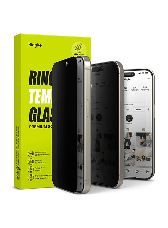 

Ringke Privacy Glass Anti-spy Compatible with iPhone 15 Pro Screen Protector, Full-Coverage Tempered Glass Designed for iPhone 15 Pro Screen Guard - W