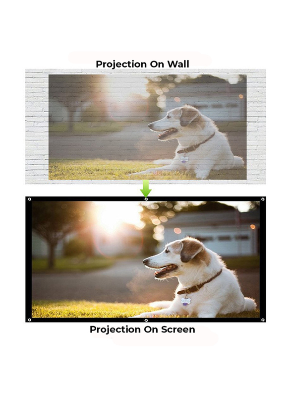 Wownect 150-inch 16:9 Foldable Anti-Crease 4K Full HD Home Theatre Projection Screen for Office Presentation Indoor & Outdoor Movie, White