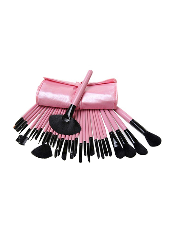 Professional 32 Pieces Makeup Brushes Set, Pink/Black