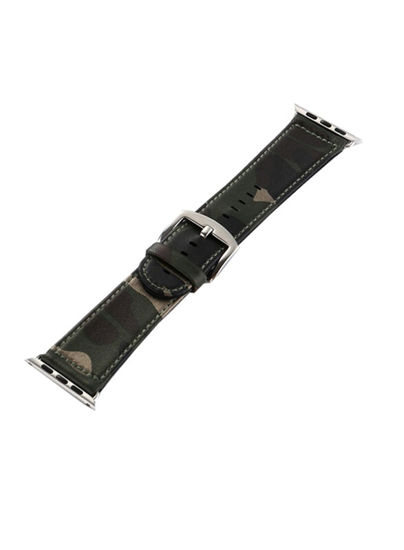 

Other Brand Leather Camouflage Apple Watch 42mm Wrist Band Strap, Green