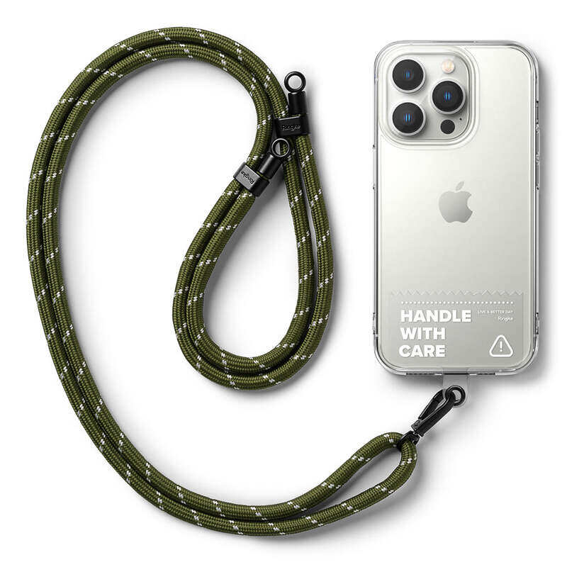 

Ringke Strap Holder Link for Universal Smartphones Tether Lanyard Phone Straps with Two Adhesive Holder Link - Khaki/White