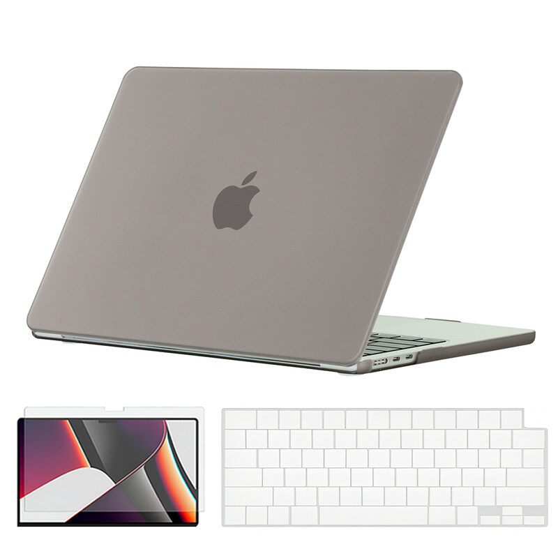 

O Ozone - Rubberized Matte Case MacBook Air 13 inch (A2681) M2 2022, (A3113) M3 2024 with Keyboard Cover & Screen Protector - Grey