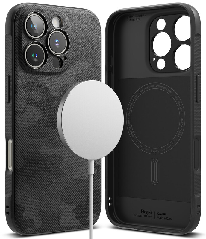 

Ringke - iPhone 16 Pro Max Case ,Onyx Magnetic Series Compatible with MagSafe Rugged TPU Bumper Drop Protection Back Phone Cover- Camo Black