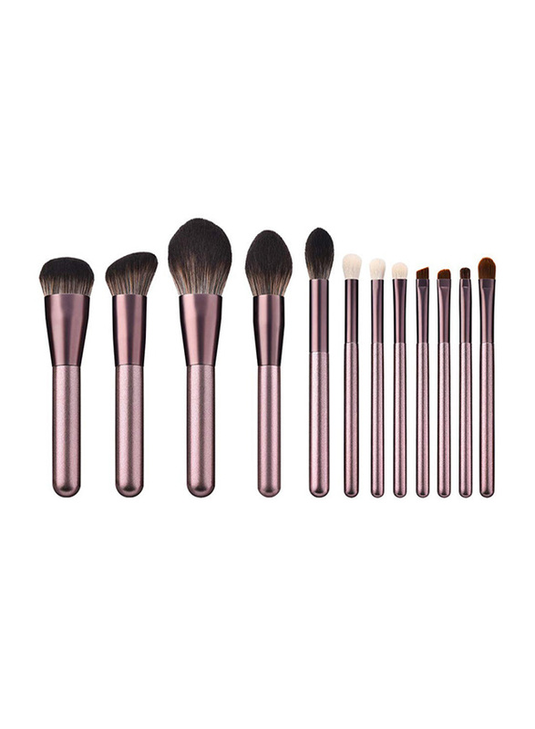 Professional 12 Pieces Wooden Handle Makeup Brushes Set, Rose Gold