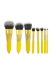 8 Pieces Portable Makeup Brushes Set, Yellow
