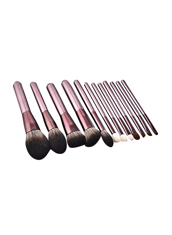 Professional 12 Pieces Wooden Handle Makeup Brushes Set, Rose Gold