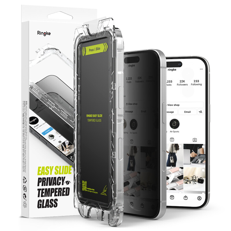 

Ringke - iPhone 16 Pro Screen Protector,Easy Slide Privacy Tempered Glass,2 Pack, W Installation Jig