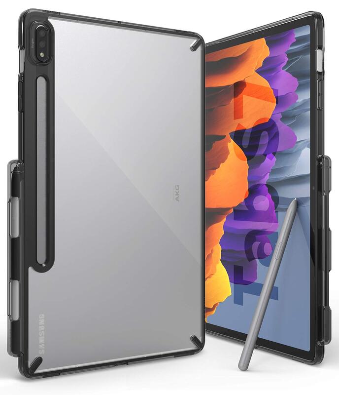 

Ringke Fusion Case Compatible With Samsung Galaxy Tab S8 / S7 , Clear Hard Back Shockproof Flexible TPU Bumper with Built in Stylus S Pen Holder Trans