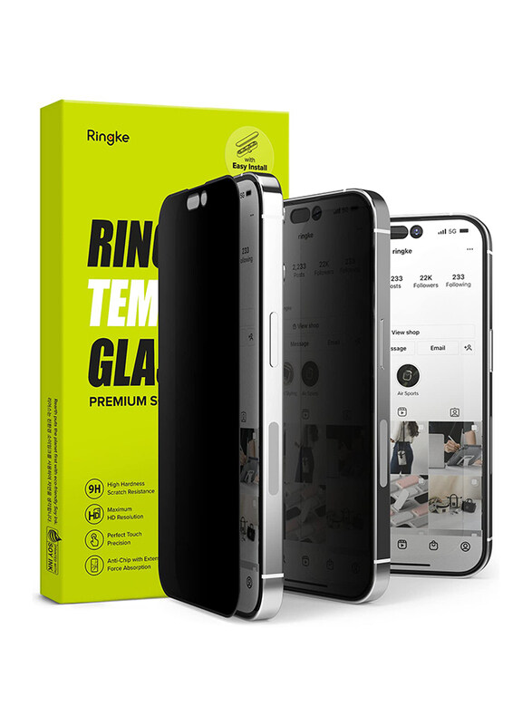 

Ringke Apple iPhone 14 Pro Privacy Tempered Glass Screen Protector with Installation Jig, Clear