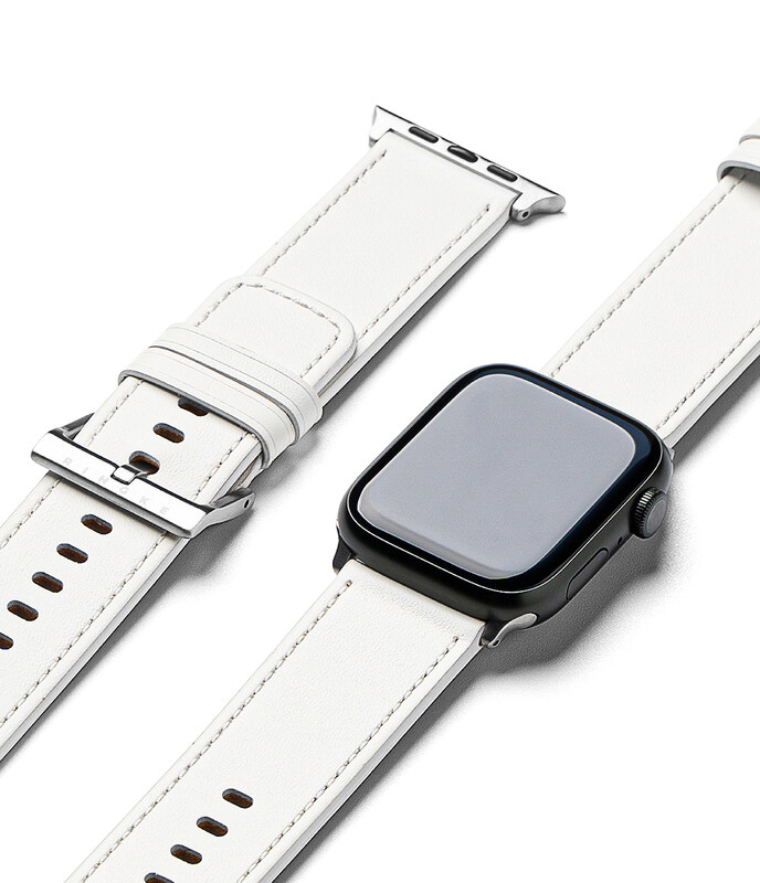 

Ringke- Leather One Basic Bold Apple Watch Band For Apple Watch 42 / 44 / 45mm / 49mm- White