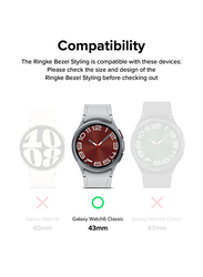 Ringke Bezel Styling Case Adhesive Frame Ring Cover for Samsung Galaxy Watch 6 Classic 43mm Case, Clear/Silver