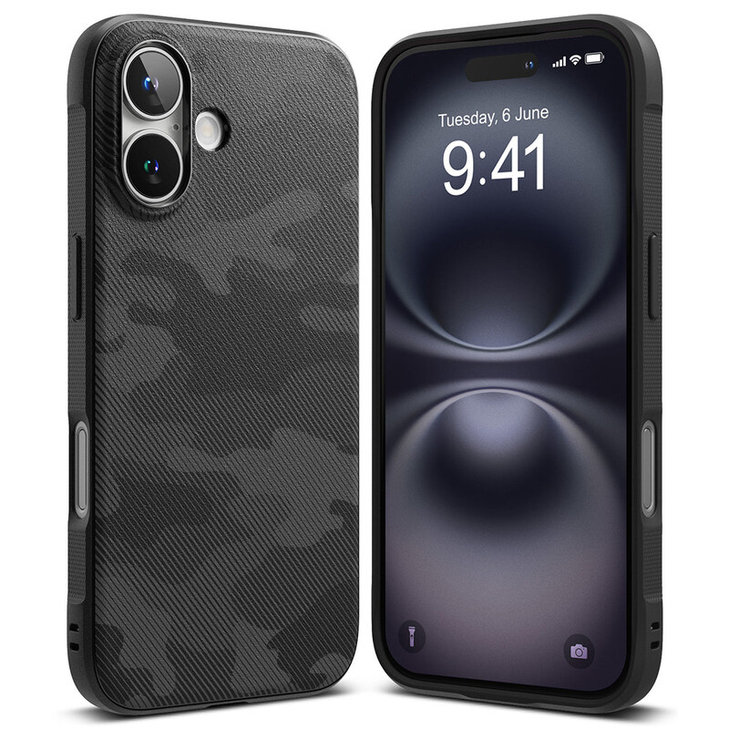 

Ringke - iPhone 16 Plus Case Cover Onyx Design Series - Camo Black