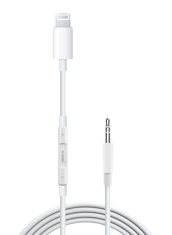 Nyork 1.2-Meter NX-7 3.5 mm Jack Cable, Lightning to 3.5 mm Jack Audio Cable for Smartphones, White