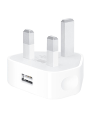 Nyork NYH-210 Universal Single Port Adapter UK Wall Charger, 2.1A with Lightning to USB Charge Cable, White