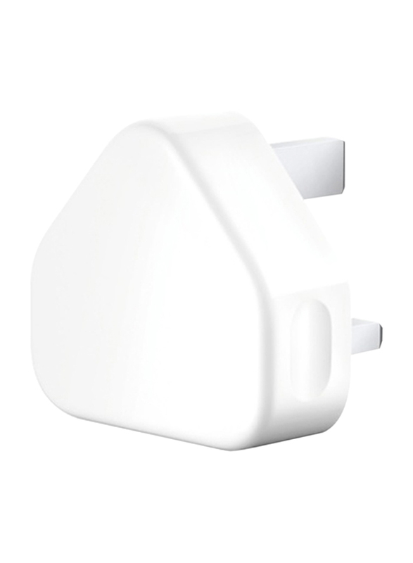 Nyork NYH-18 Universal Single Port Adapter UK Wall Charger, 2.1A with Lightning to USB Charge Cable, White