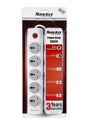 Huntkey 5 Sockets UK Plug Extension, 3-Meter Cable, White