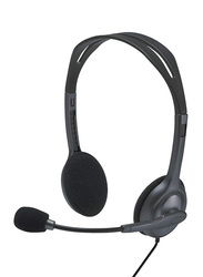 Logitech H111 Wired On-Ear Noise Cancelling Stereo Headset with Microphone, Black
