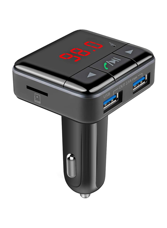 Promate SmarTune-2 Universal Wireless In-Car Bluetooth FM Transmitter for Smartphones/Tablet/MP3, Black
