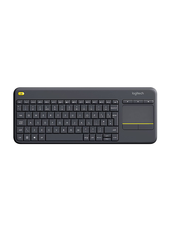 لوجيتك K400 بلس لوحة مفاتيح لاسلكية تعمل باللمس باللغة الإنجليزية ، أسود