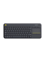 لوجيتك K400 بلس لوحة مفاتيح لاسلكية تعمل باللمس باللغة الإنجليزية ، أسود