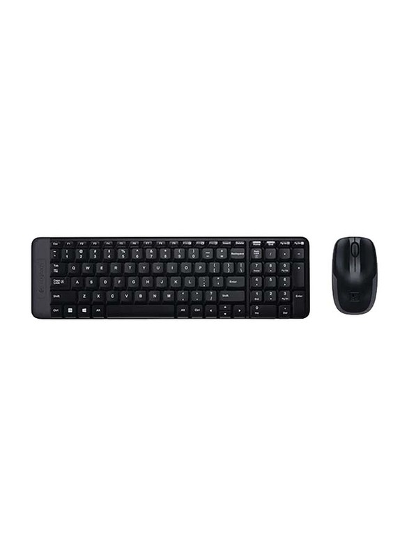 Logitech Mk220 Wireless English/Arabic Keyboard and Mouse Combo Set, Black