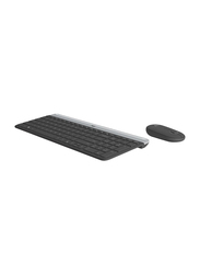 لوجيتك MK470 مجموعة لوحة مفاتيح إنجليزية رفيعة وماوس ، أسود