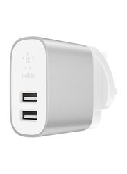 Belkin Boost Charge 24W Dual USB-A UK Wall Charger, White