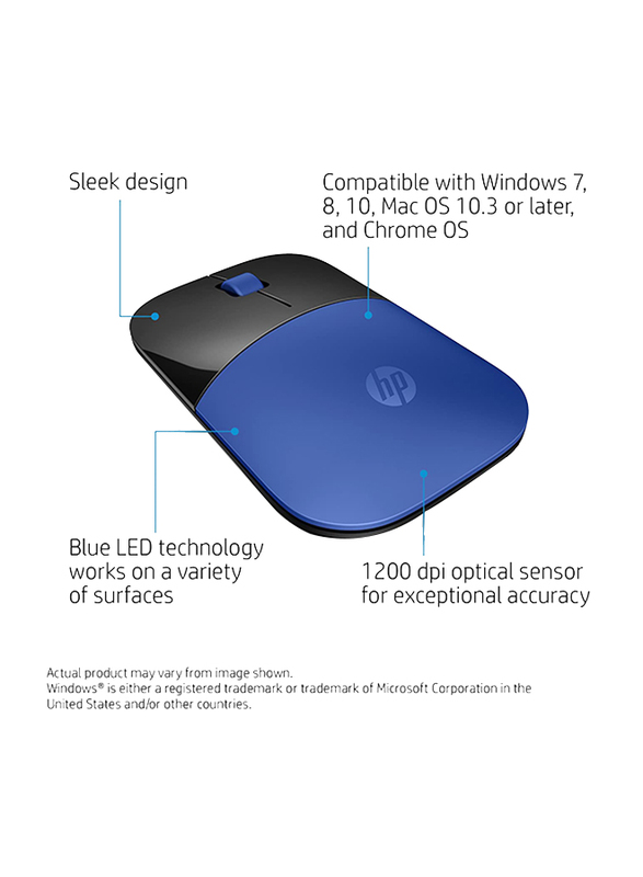 HP Z3700 Wireless Optical Mouse, Blue