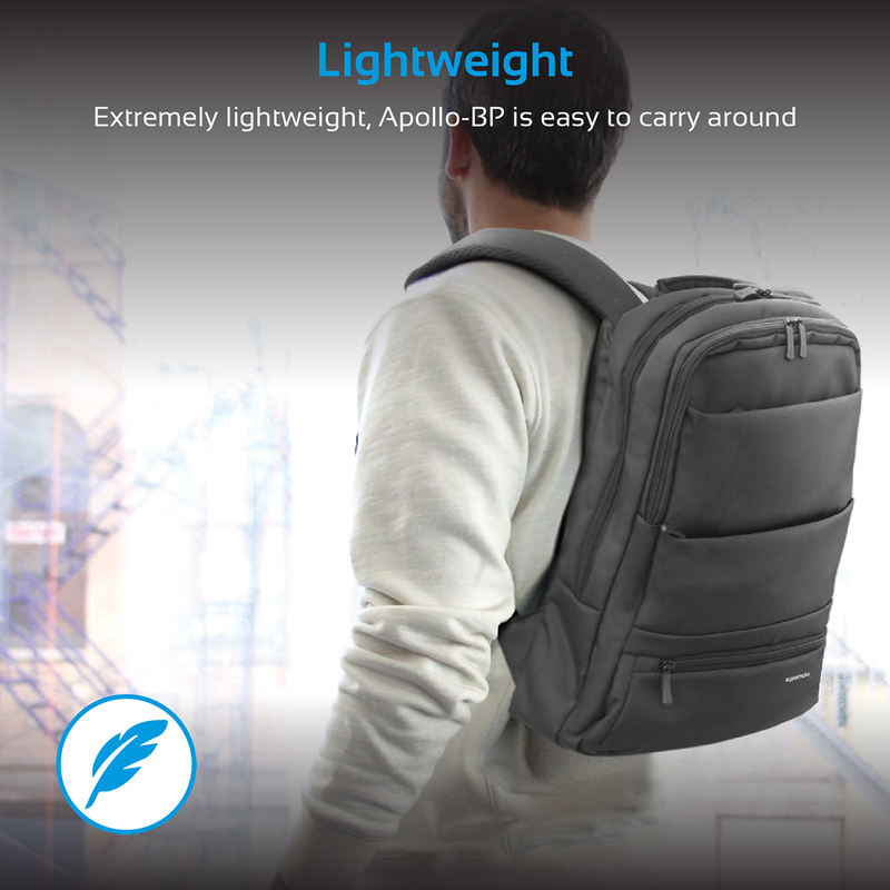 Promate Apollo-BP 15.6 Inch Backpack Laptop Bag, Slim Lightweight Dual Pocket Water Resistance, Black