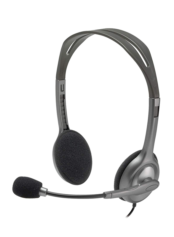 Logitech H110 Stereo 3.5 mm Jack On-Ear Noise Cancelling Headset, Grey