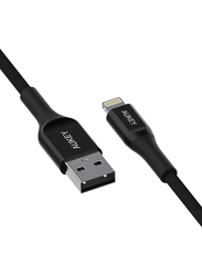 AUKEY 1.2-Meter CB-AKL1 Lightning Kevlar Cable, USB Type A Male to Lightning, MFI for Smartphones/Tablets, Black