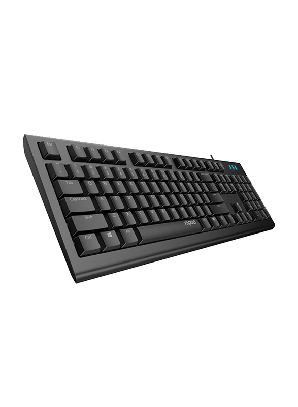 Rapoo NK1800 Wired English/Arabic Keyboard, Black