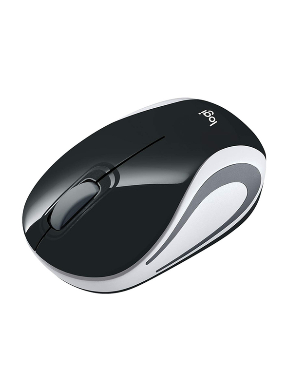 Logitech M187 USB Wireless Optical Mini Mouse, Black/White