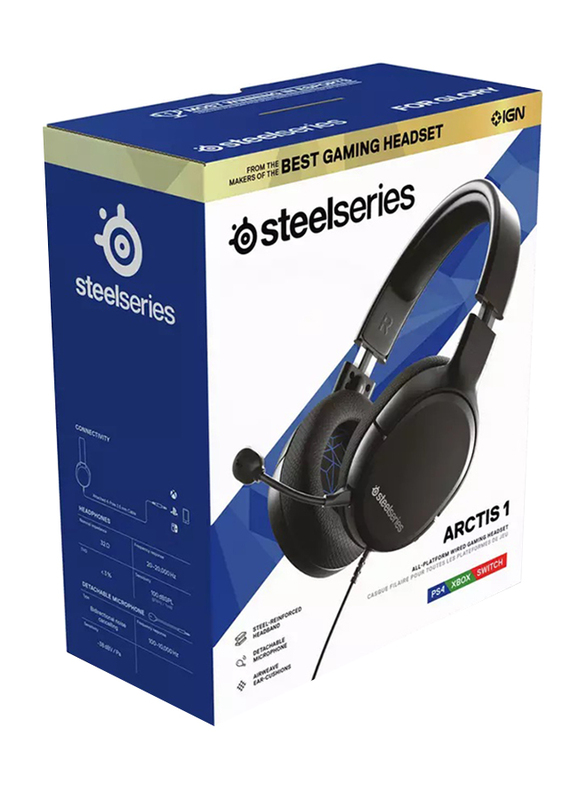 Steelseries Arctis 1 Wired Over-Ear Noise Cancelling Gaming Headset for PlayStation PS4, Xbox and Nintendo Switch, with Mic, Black