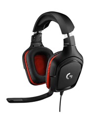 Logitech G332 Wired On-Ear Gaming Headset with Mic, Black/Red