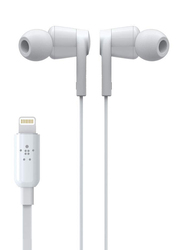Belkin Rockstar Wired In-Ear Noise Cancelling Lightning Connector Headphone with Mic, White