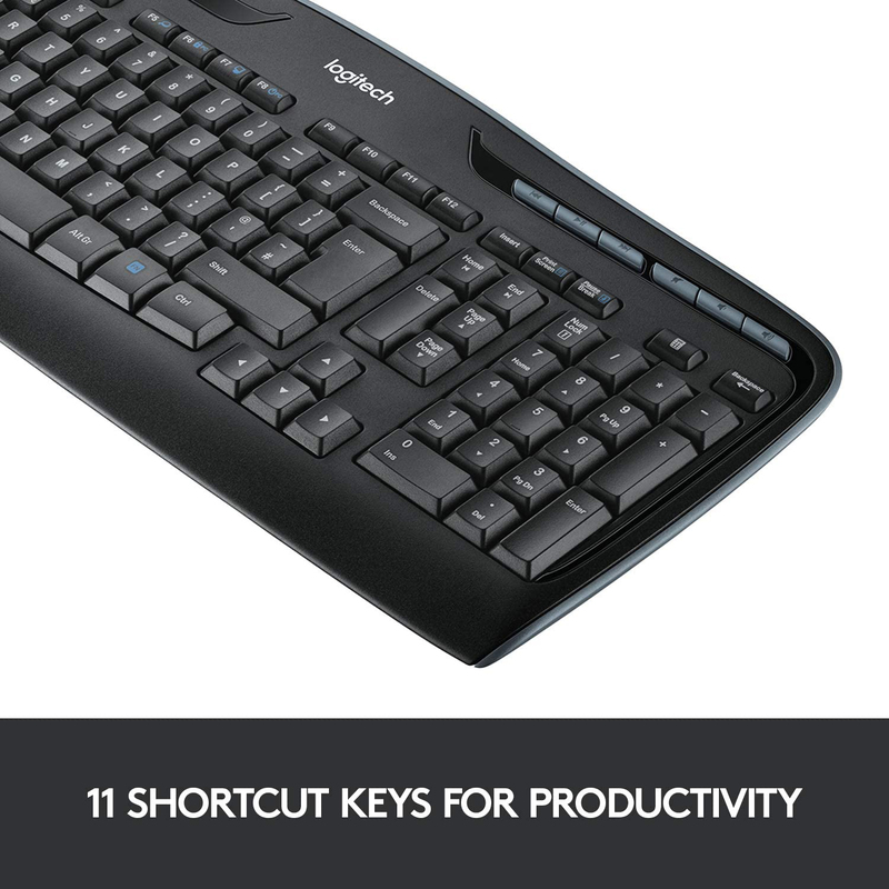 Logitech MK330 Wireless English/Arabic Keyboard and Mouse Combo Set, Black