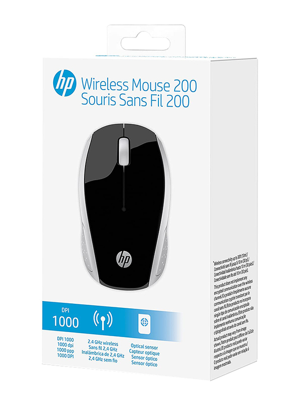 HP 200 Wireless Optical Mouse, Black/Silver