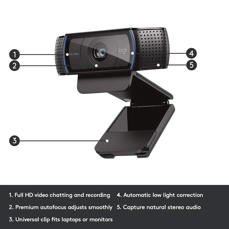 Logitech C920 Widescreen HD Pro Webcam, Black