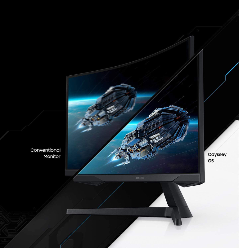 Samsung 27-inch Odyssey G5 QHD 1000R Curved LED Gaming Monitor, LC27G55TQWMXUE, Black